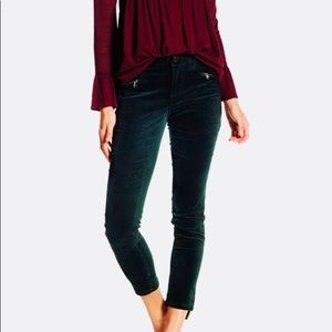 Democracy dark green velour jeans, size 6
